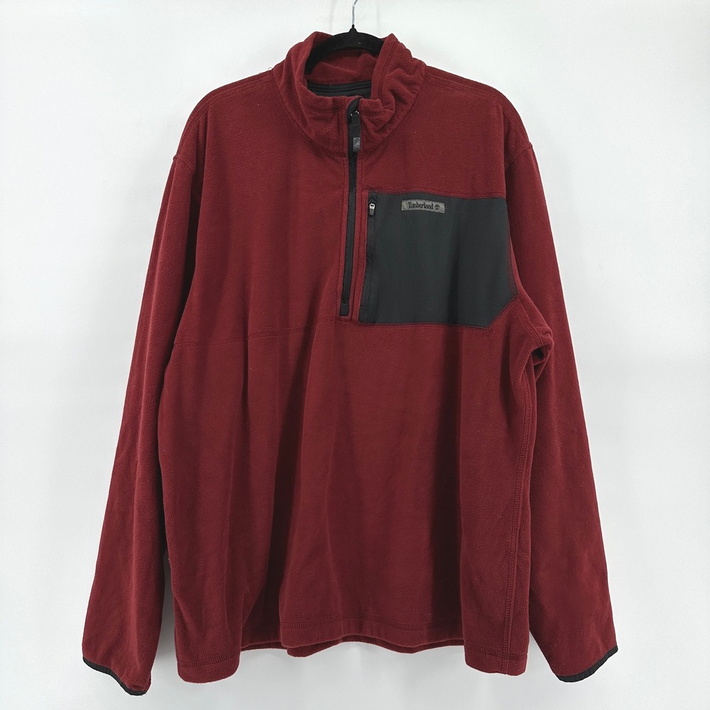 Timberland Mens XXL Quarter Zip Fleece Pullover Burgundy Red S/581E140 NWOT